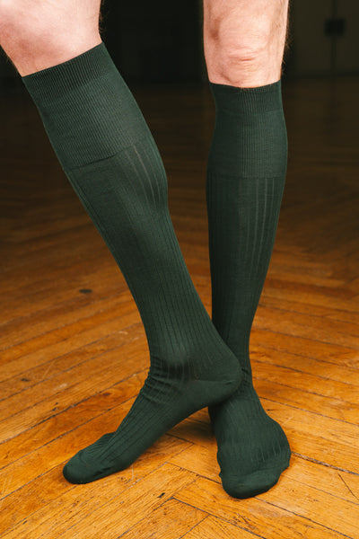 Pétrone mi-bas fil d’Écosse  homme#couleur_vert-bouteille