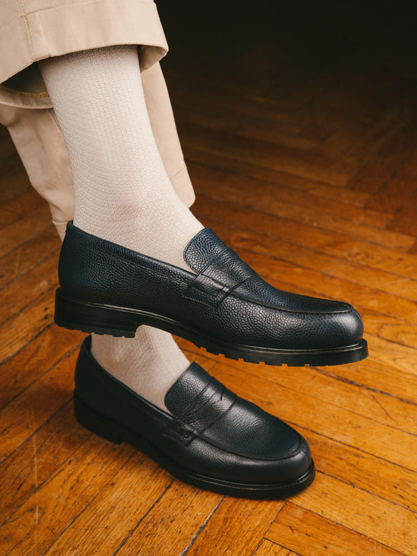 Pétrone chaussettes nid d'abeille fil d'Ecosse ivoire homme#couleur_beige