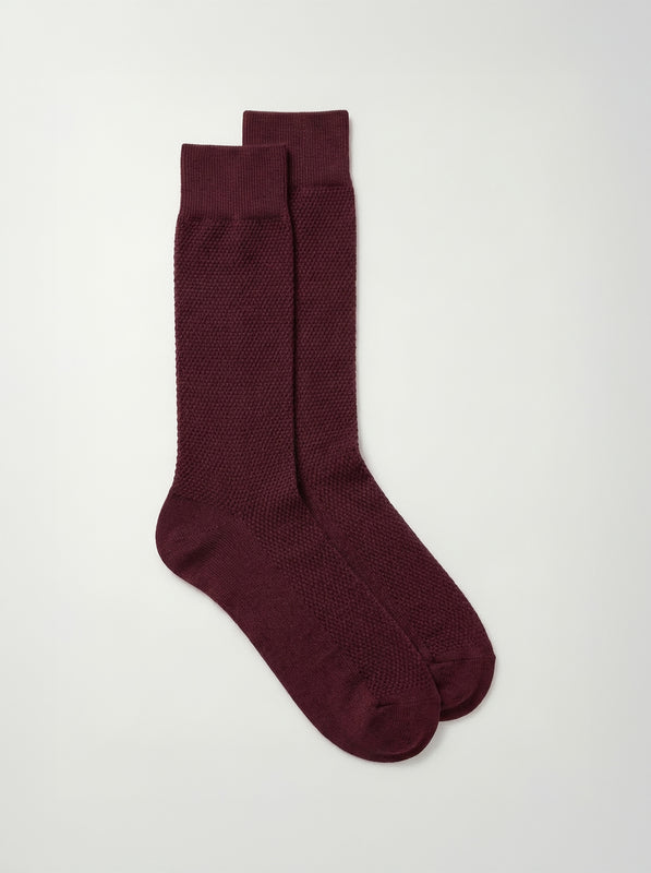 Pétrone chaussettes nid d'abeille fil d'Ecosse bordeaux homme#couleur_bordeaux-foncé