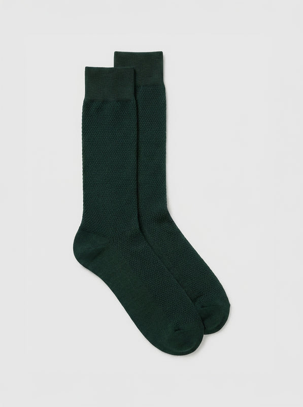 Pétrone chaussettes nid d'abeille fil d'Ecosse vert bouteille homme#couleur_vert-bouteille