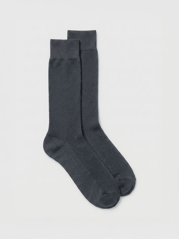 Pétrone chaussettes nid d'abeille fil d'Ecosse gris homme#couleur_gris