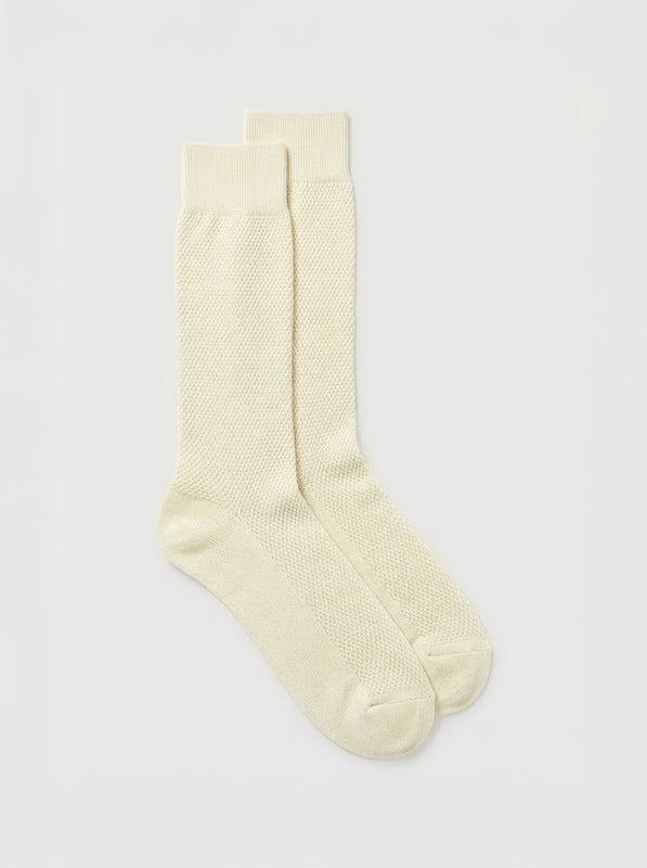 Pétrone chaussettes nid d'abeille fil d'Ecosse ivoire homme#couleur_ivoire