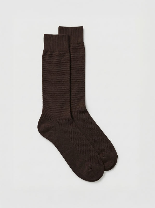 Pétrone chaussettes nid d'abeille fil d'Ecosse marron foncé homme#couleur_marron-foncé