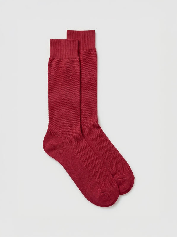 Pétrone chaussettes nid d'abeille fil d'Ecosse rouge homme#couleur_rouge