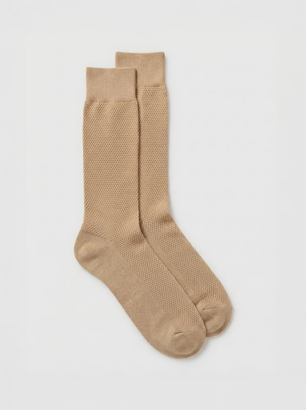 Pétrone chaussettes nid d'abeille fil d'Ecosse taupe homme#couleur_taupe