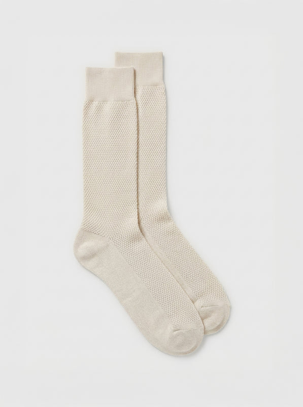 Pétrone chaussettes nid d'abeille fil d'Ecosse ivoire homme#couleur_beige