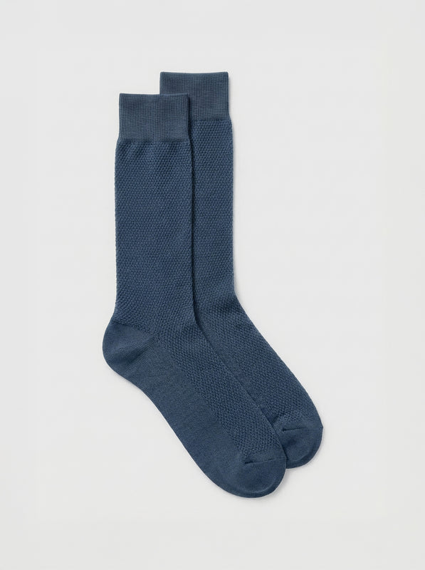 Pétrone chaussettes nid d'abeille fil d'Ecosse bleu céruléen homme#couleur_bleu-céruléen
