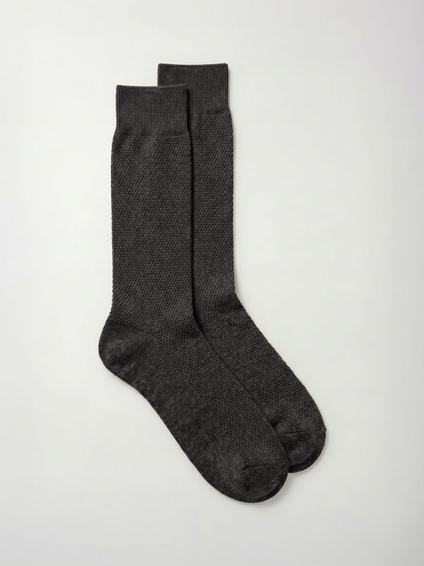 Pétrone chaussettes nid d'abeille fil d'Ecosse gris homme#couleur_gris-anthracite-chiné