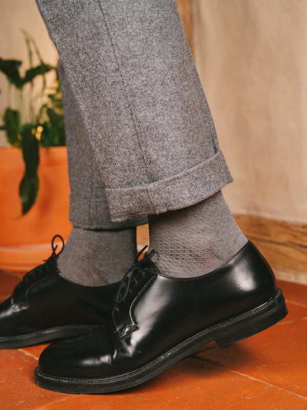 Pétrone chaussettes nid d'abeille fil d'Ecosse gris homme#couleur_gris-moyen-chiné