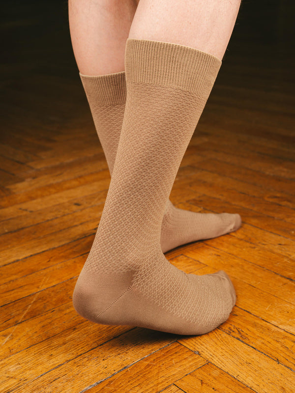 Pétrone chaussettes nid d'abeille fil d'Ecosse taupe homme#couleur_taupe