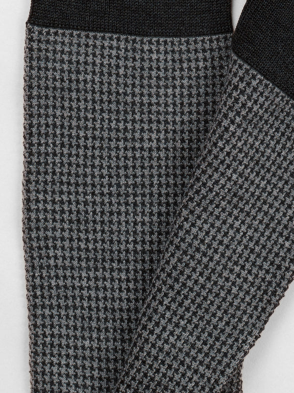 Pétrone chaussettes fil d'Ecosse pied de poule homme#gris-clair-/-gris-foncé