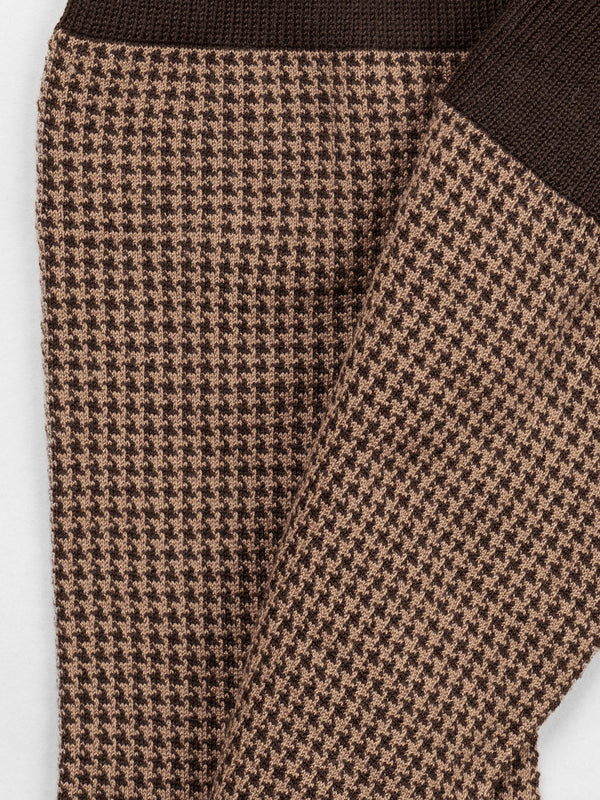 Pétrone chaussettes fil d'Ecosse pied de poule homme#couleur_marron-/-taupe