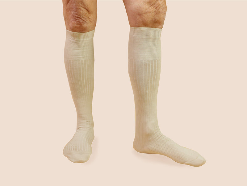 Pétrone mi-bas fil d’Écosse ivoire homme#couleur_beige