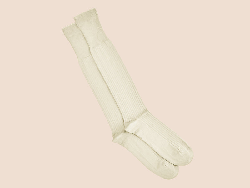 Pétrone mi-bas fil d’Écosse ivoire homme#couleur_beige