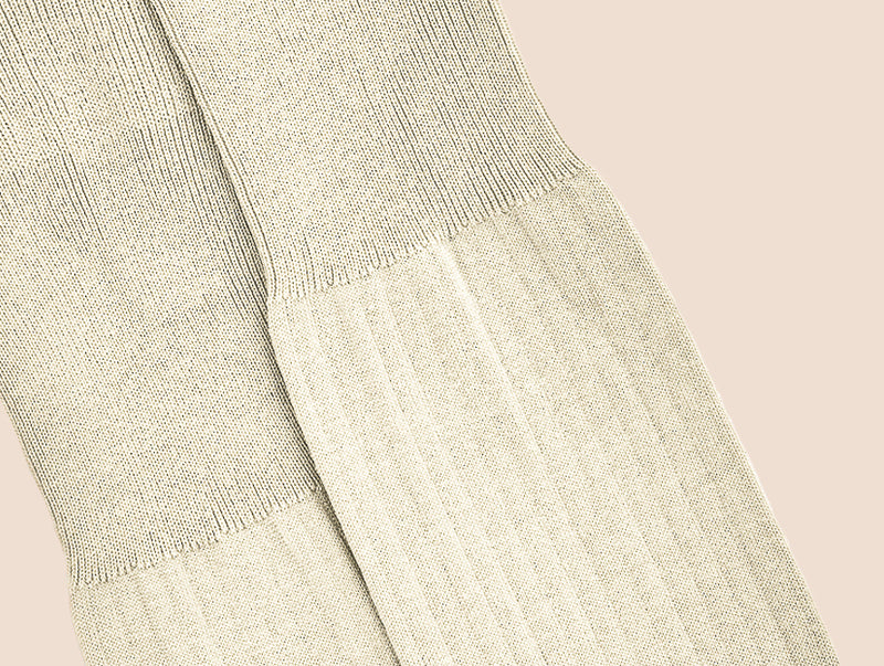 Pétrone mi-bas fil d’Écosse ivoire homme#couleur_beige