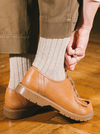 Pétrone chaussettes chaudes côtelées laine mérinos beige femme#couleur_beige