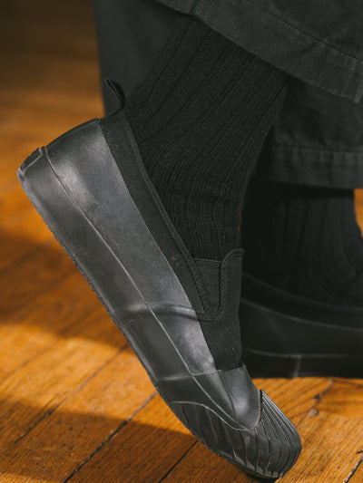 Pétrone chaussettes chaudes côtelées laine mérinos noir femme#couleur_noir