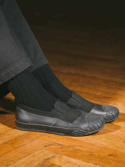 Pétrone chaussettes chaudes côtelées laine mérinos noir homme#couleur_noir