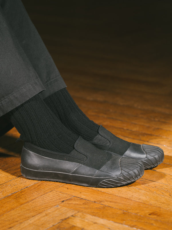 Pétrone chaussettes chaudes côtelées laine mérinos noir homme#couleur_noir