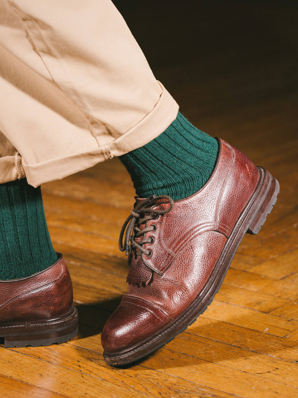 Pétrone chaussettes chaudes côtelées laine mérinos vert femme#couleur_vert