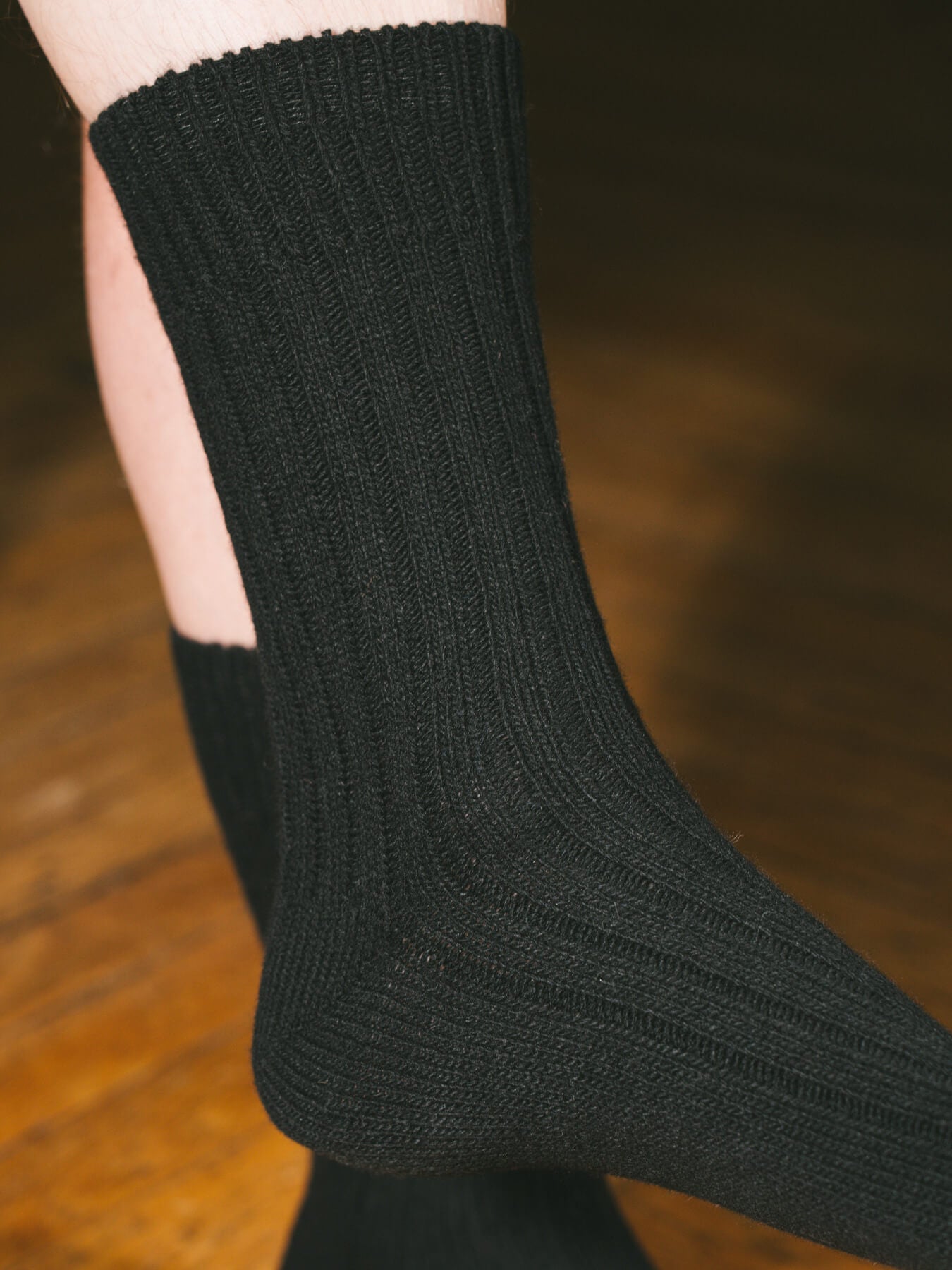 Pétrone chaussettes chaudes côtelées laine mérinos noir homme#couleur_noir