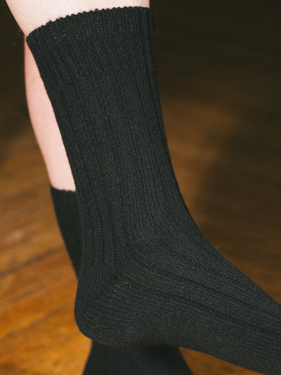 Pétrone chaussettes chaudes côtelées laine mérinos noir homme#couleur_noir