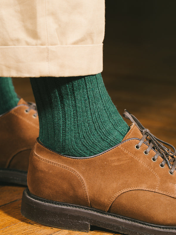 Pétrone chaussettes chaudes côtelées laine mérinos vert homme#couleur_vert