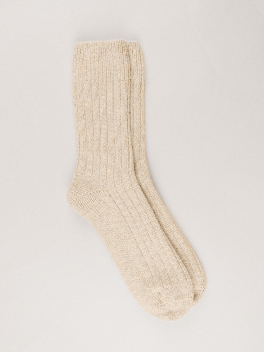 Pétrone chaussettes chaudes côtelées laine mérinos beige homme#couleur_beige