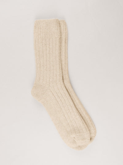 Pétrone chaussettes chaudes côtelées laine mérinos beige femme#couleur_beige