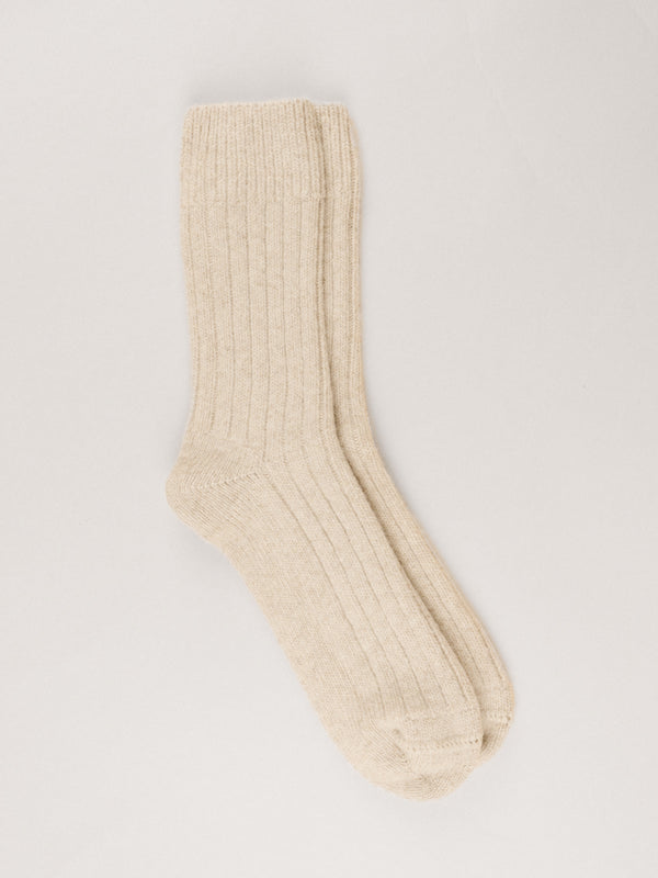 Pétrone chaussettes chaudes côtelées laine mérinos beige homme#couleur_beige