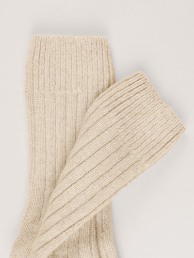Pétrone chaussettes chaudes côtelées laine mérinos beige femme#couleur_beige