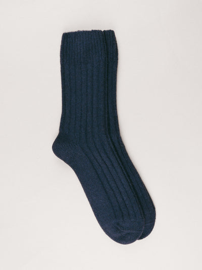 Pétrone chaussettes chaudes côtelées laine mérinos bleu marine homme#couleur_bleu-marine