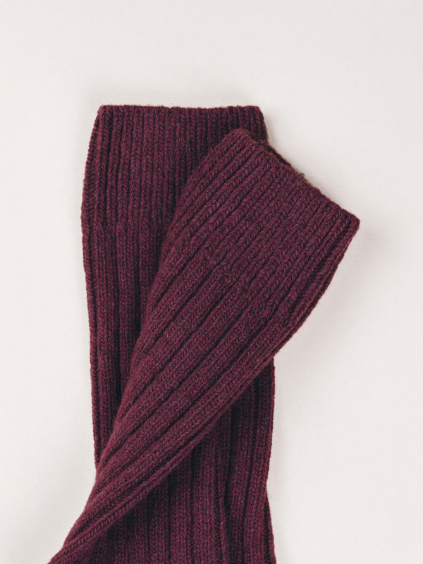Pétrone chaussettes chaudes côtelées laine mérinos bordeaux foncé homme#couleur_bordeaux-foncé