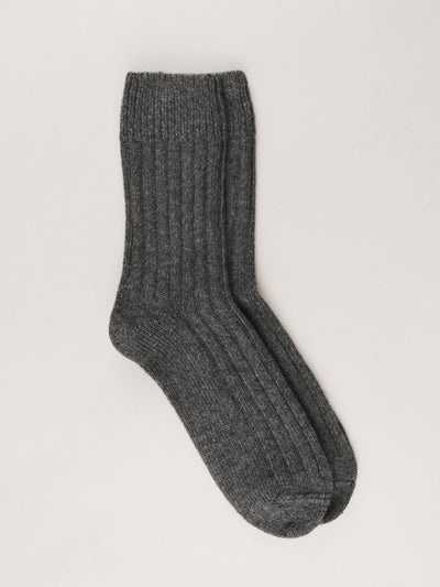 Pétrone chaussettes chaudes côtelées laine mérinos gris anthracite femme#couleur_gris-anthracite