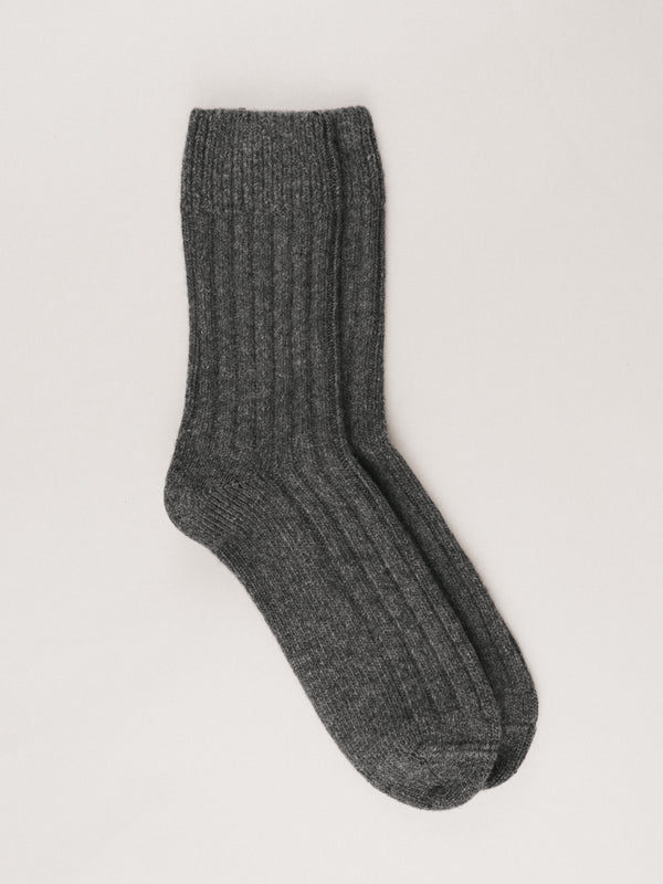 Pétrone chaussettes chaudes côtelées laine mérinos gris anthracite homme#couleur_gris-anthracite