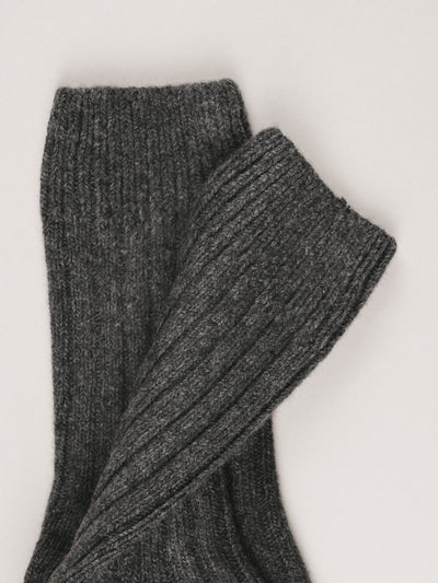 Pétrone chaussettes chaudes côtelées laine mérinos gris anthracite homme#couleur_gris-anthracite