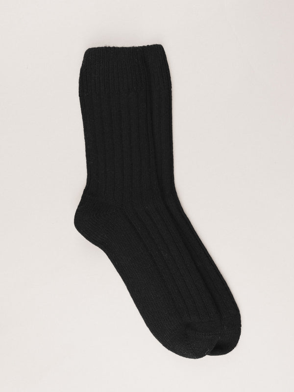 Pétrone chaussettes chaudes côtelées laine mérinos noir homme#couleur_noir