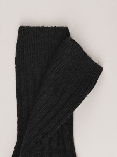 Pétrone chaussettes chaudes côtelées laine mérinos noir femme#couleur_noir