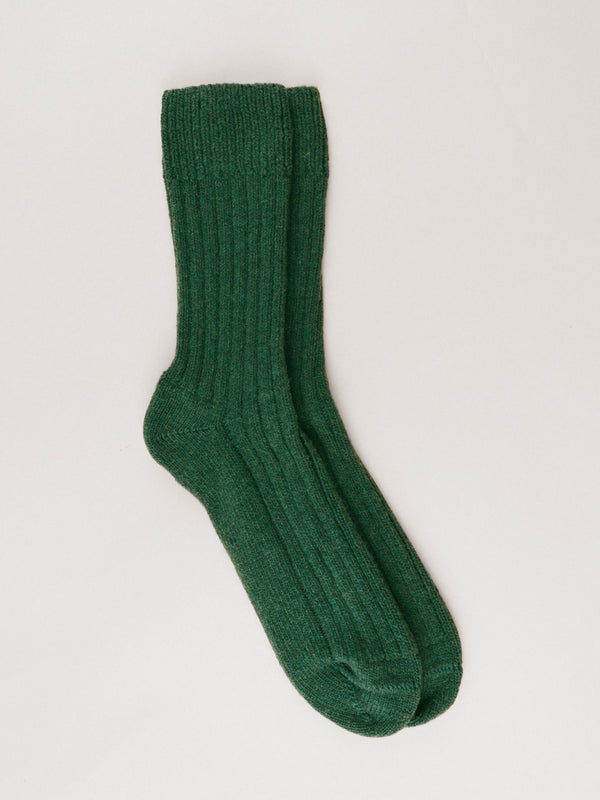 Pétrone chaussettes chaudes côtelées laine mérinos vert femme#couleur_vert