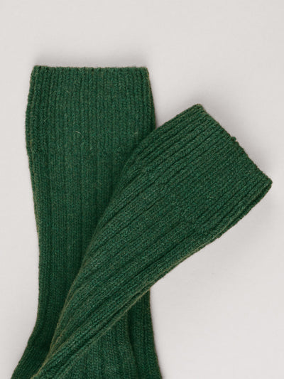 Pétrone chaussettes chaudes côtelées laine mérinos vert homme#couleur_vert
