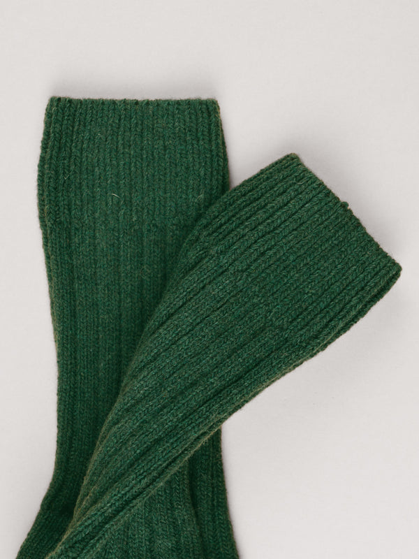 Pétrone chaussettes chaudes côtelées laine mérinos vert femme#couleur_vert
