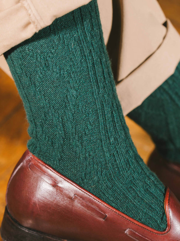 Pétrone chaussettes chaudes maille laine mérinos vert femme#couleur_vert