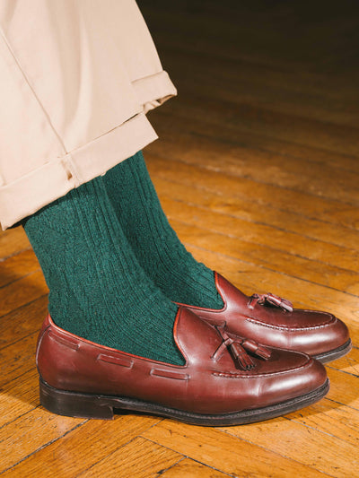 Pétrone chaussettes chaudes maille laine mérinos vert femme#couleur_vert