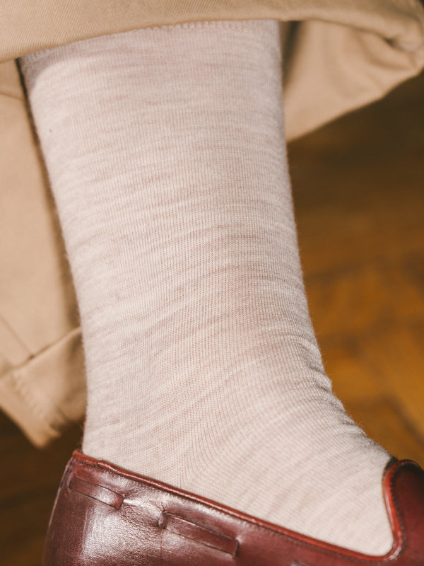 Pétrone chaussettes laine mérinos beige chiné femme#couleur_beige-chiné