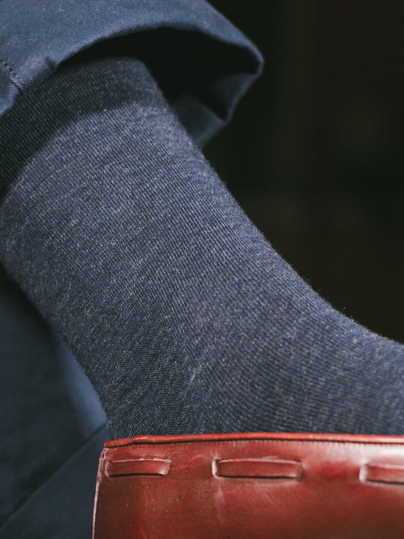 Pétrone chaussettes laine mérinos bleu chiné femme#couleur_bleu-marine-chiné