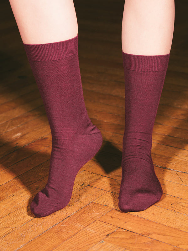 Pétrone chaussettes laine mérinos bordeaux foncé femme#couleur_bordeaux-foncé