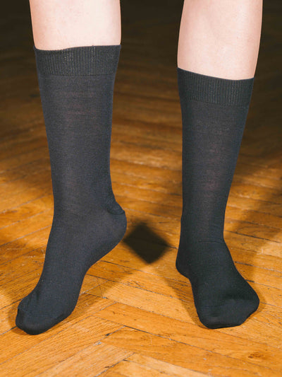 Pétrone chaussettes laine mérinos bleu marine femme#couleur_bleu-marine