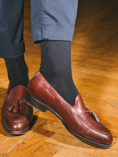 Pétrone chaussettes laine mérinos bleu marine femme#couleur_bleu-marine