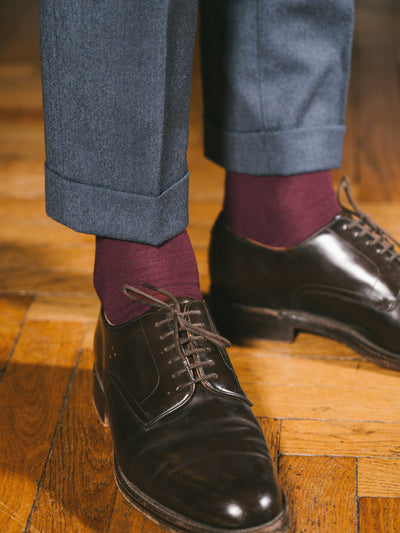 Pétrone chaussettes laine mérinos bordeaux foncé homme#couleur_bordeaux-foncé
