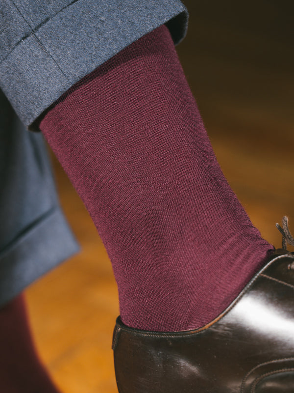 Pétrone chaussettes laine mérinos bordeaux foncé homme#couleur_bordeaux-foncé
